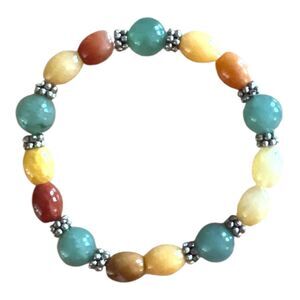 Natural Jade Bracelets beautiful mixed colors Jade bracelet 8.5 Inches